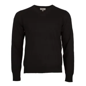 100% Merino Gents V Neck Sweater Black