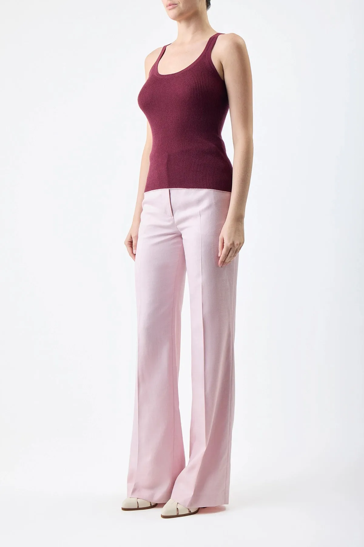 Arya Knit Tank Top in Bordeaux Cashmere Silk