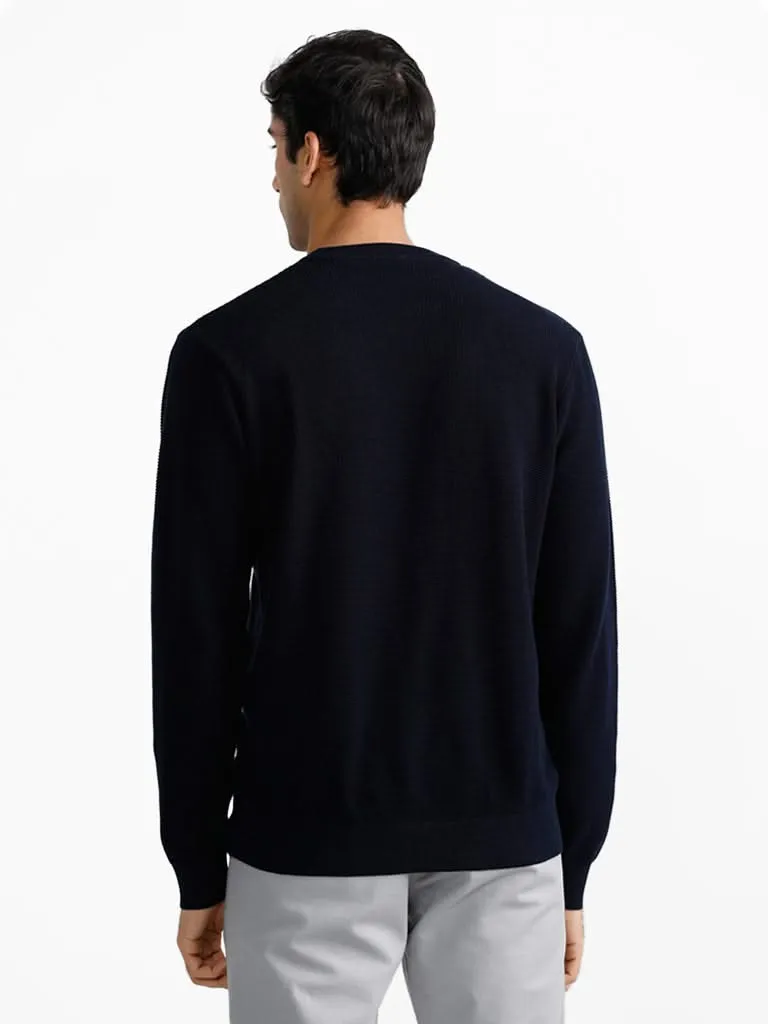 Ascot Dobby Indigo Cotton Relaxed-Fit Sweater