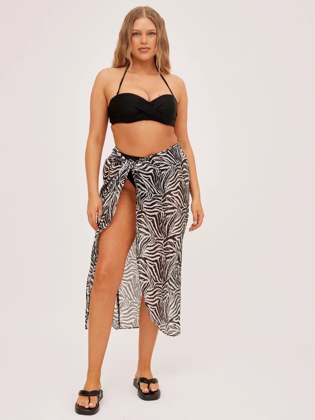 Aurelia Sheer Beach Sarong / Zebra