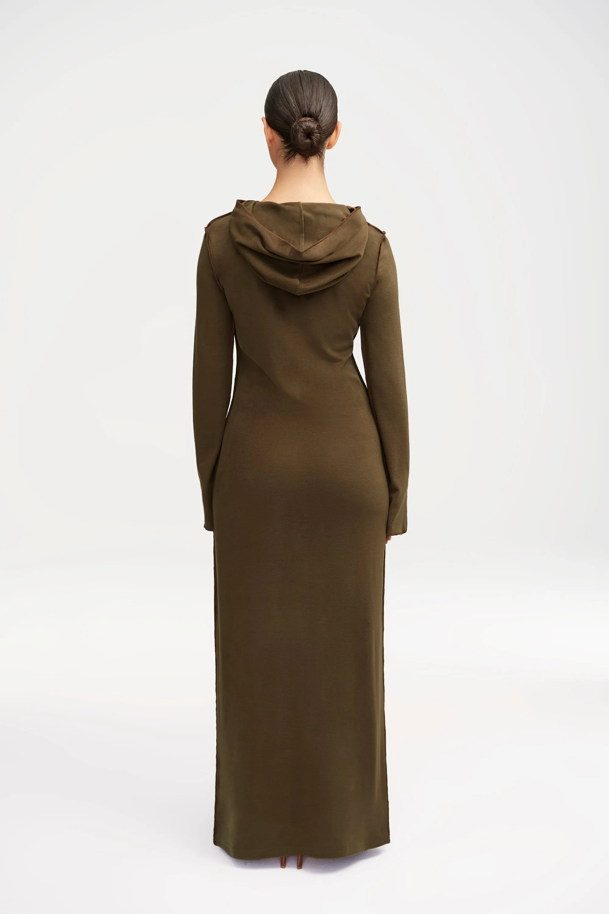 Ava Sweater Hoodie Maxi Dress - Dark Olive