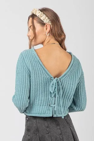 Back Lace Up Sweater