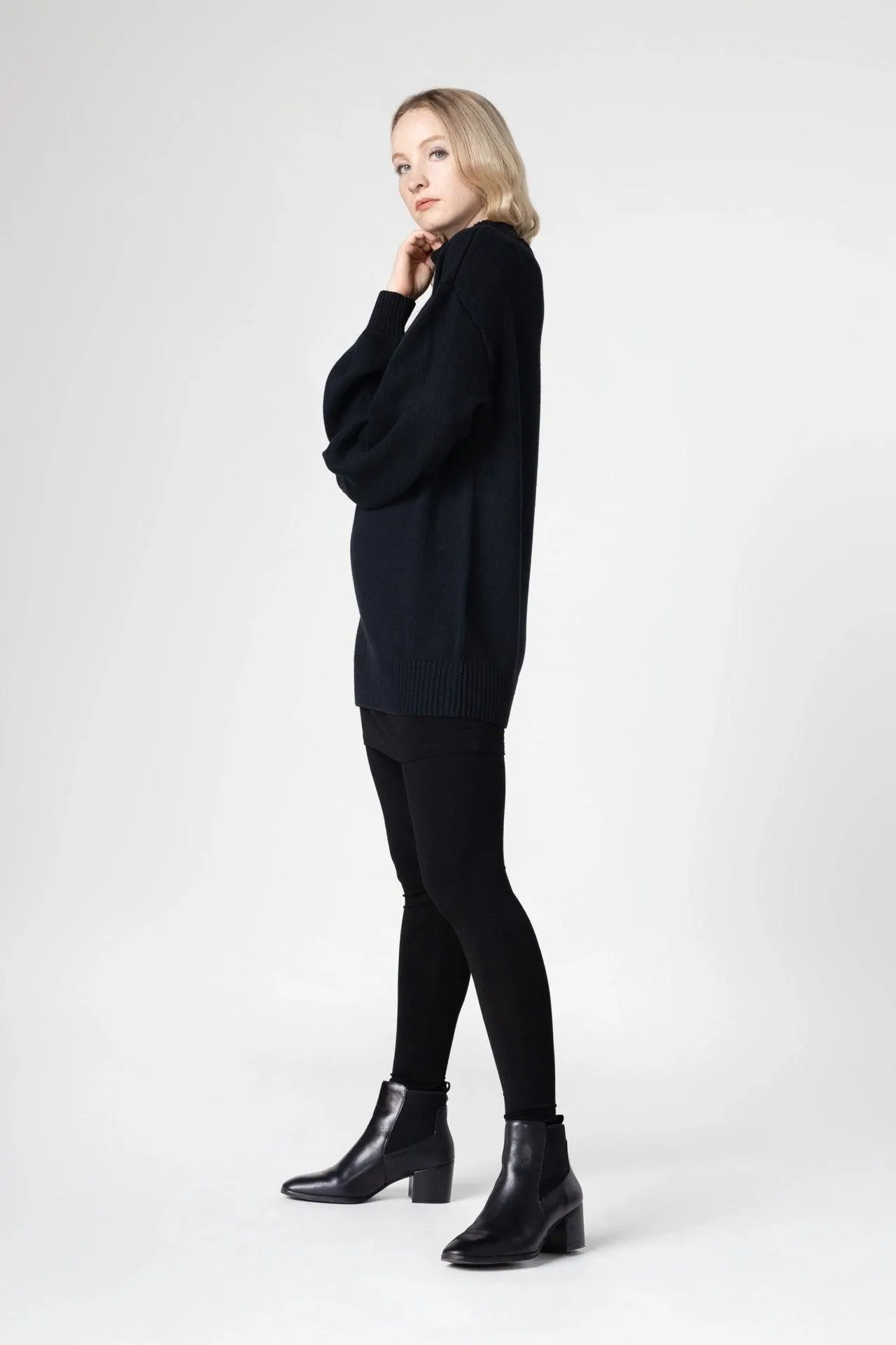 Bamboo Relaxed Fit High Neck Sweater