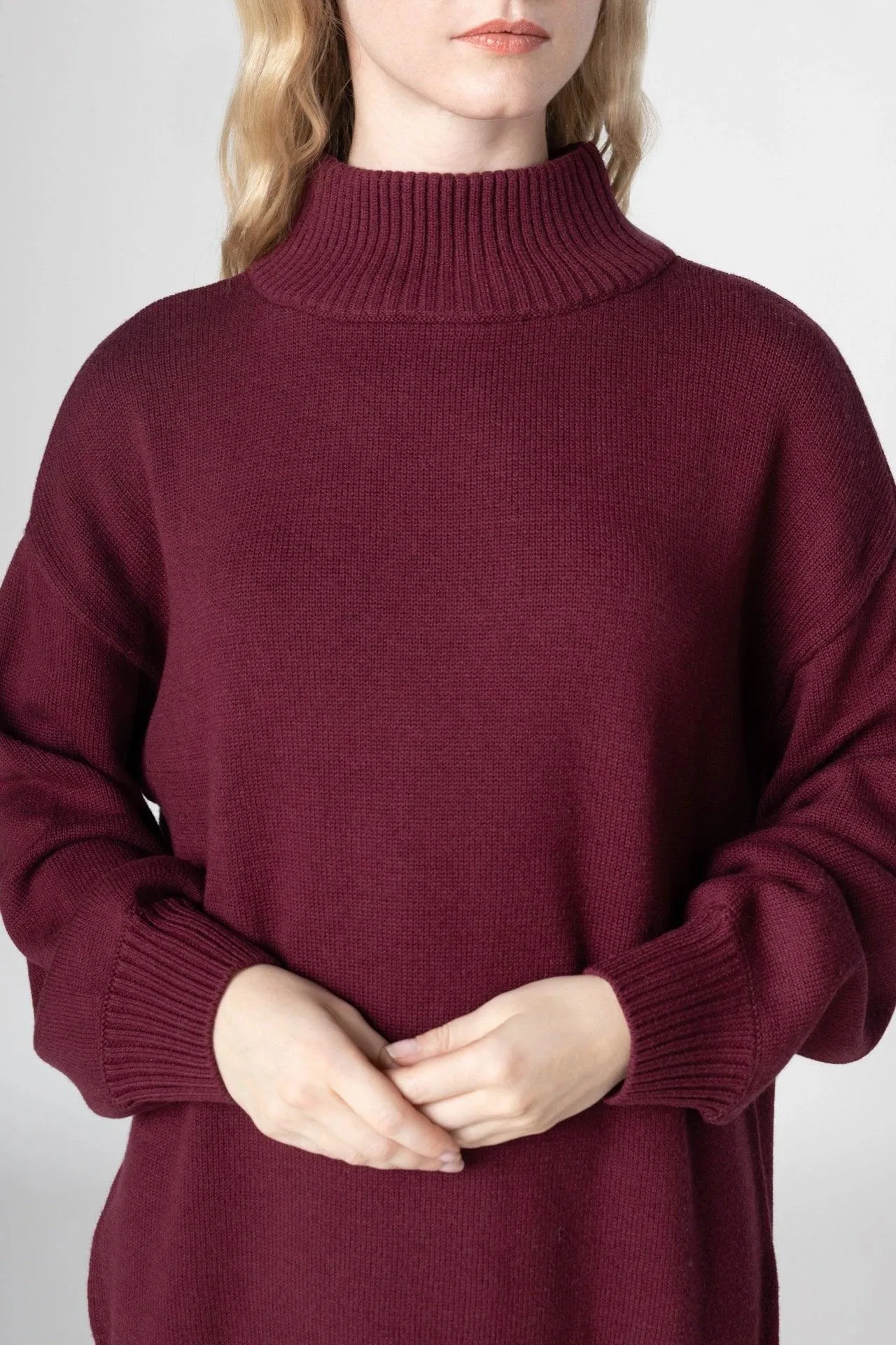 Bamboo Relaxed Fit High Neck Sweater