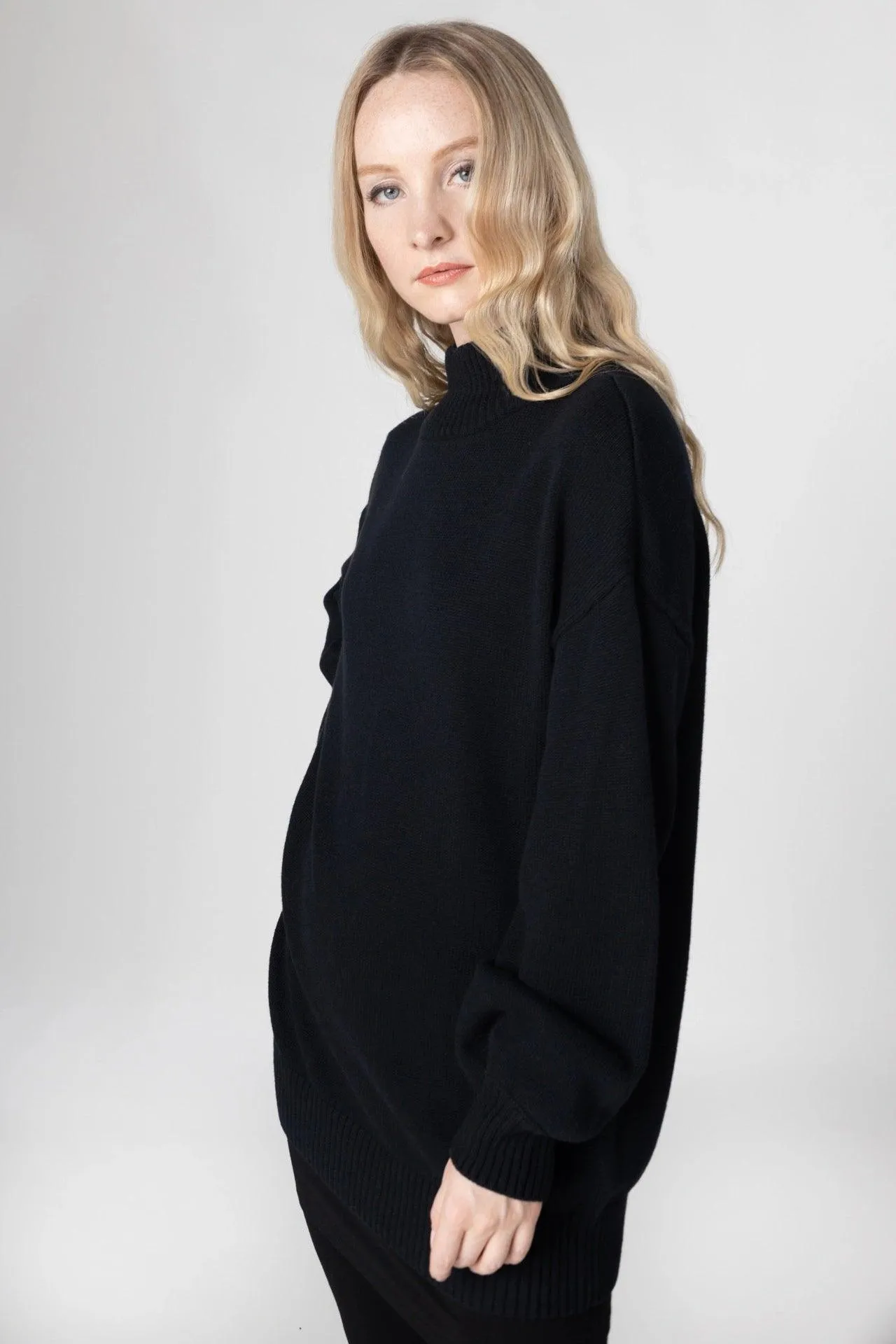 Bamboo Relaxed Fit High Neck Sweater