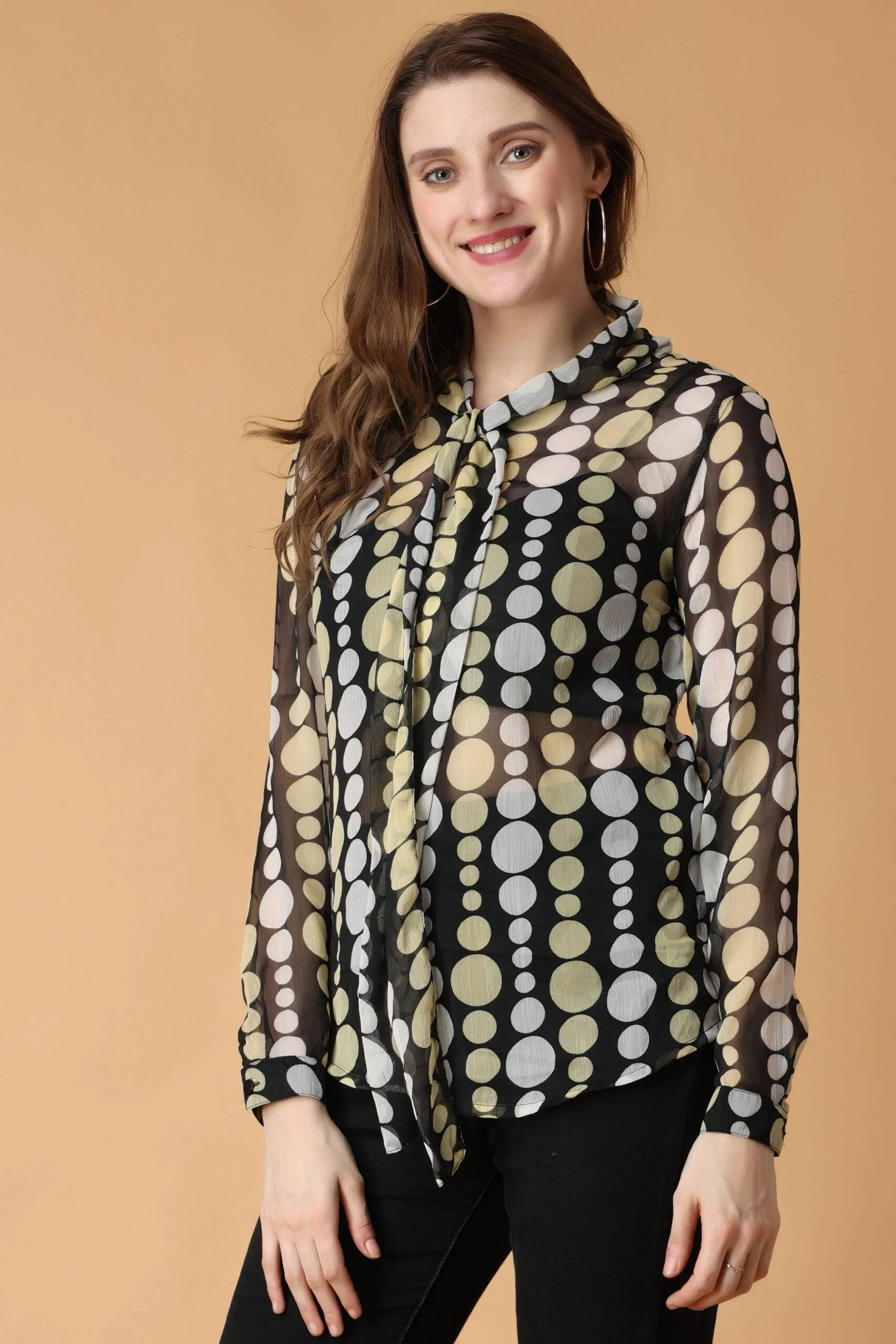 Black Dots Printed Top