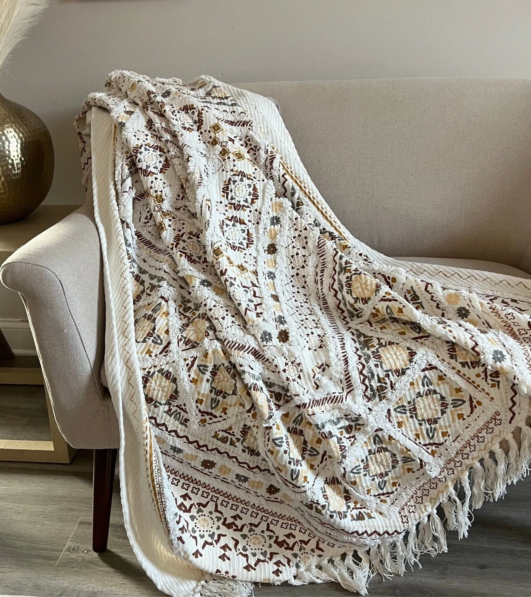 Boho throw blanket, Boho chic living room blanket, Hand loomed Sofa throw blanket,  blankets and throws, Handmade gift for her