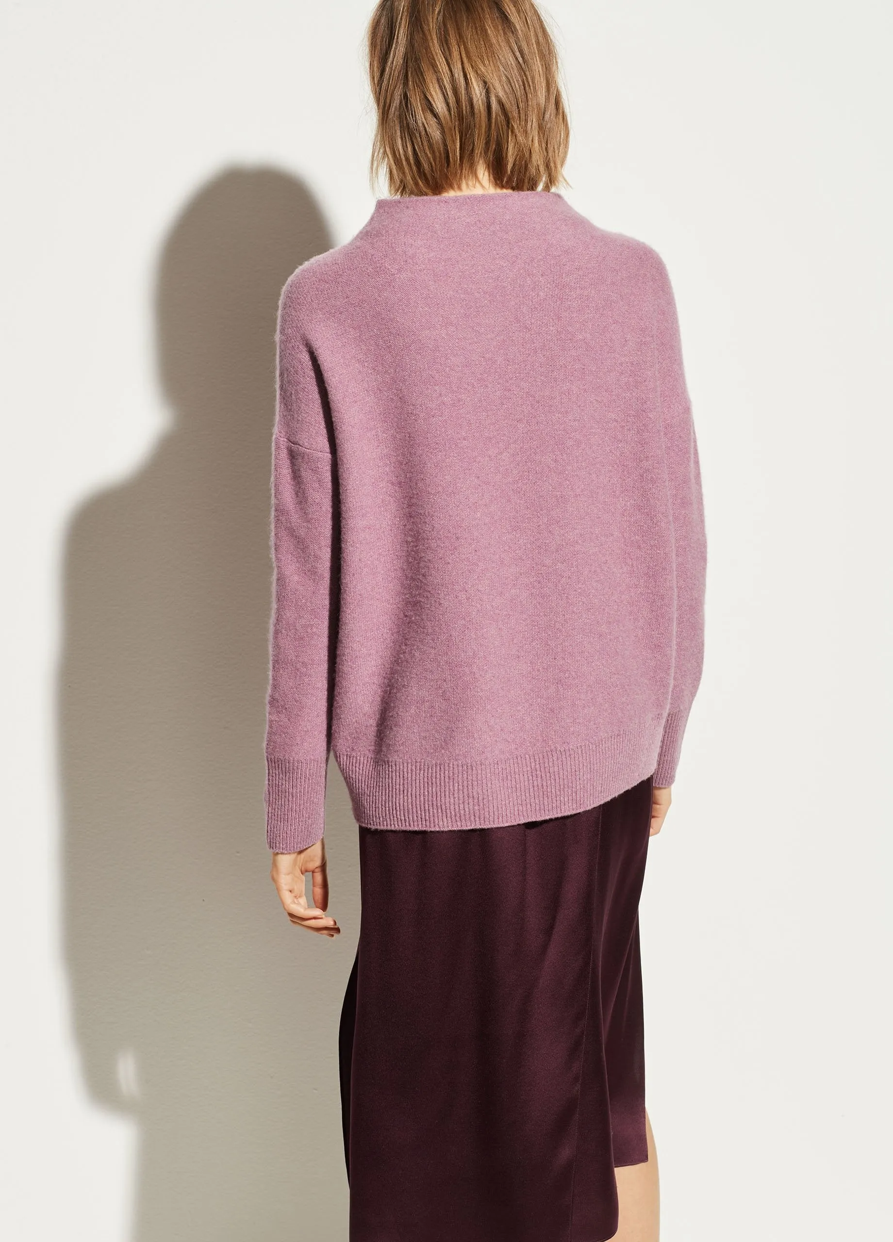 Boiled Cashmere Funnel Neck Pullover in Heather Amarena