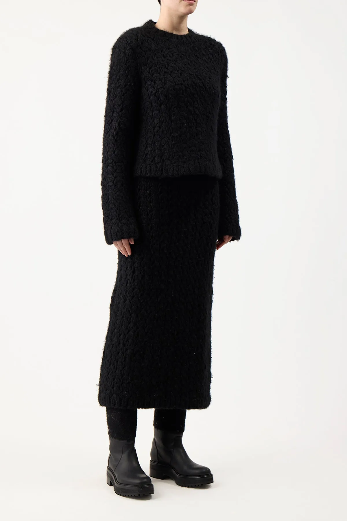 Bower Knit Sweater in Black Welfat Cashmere