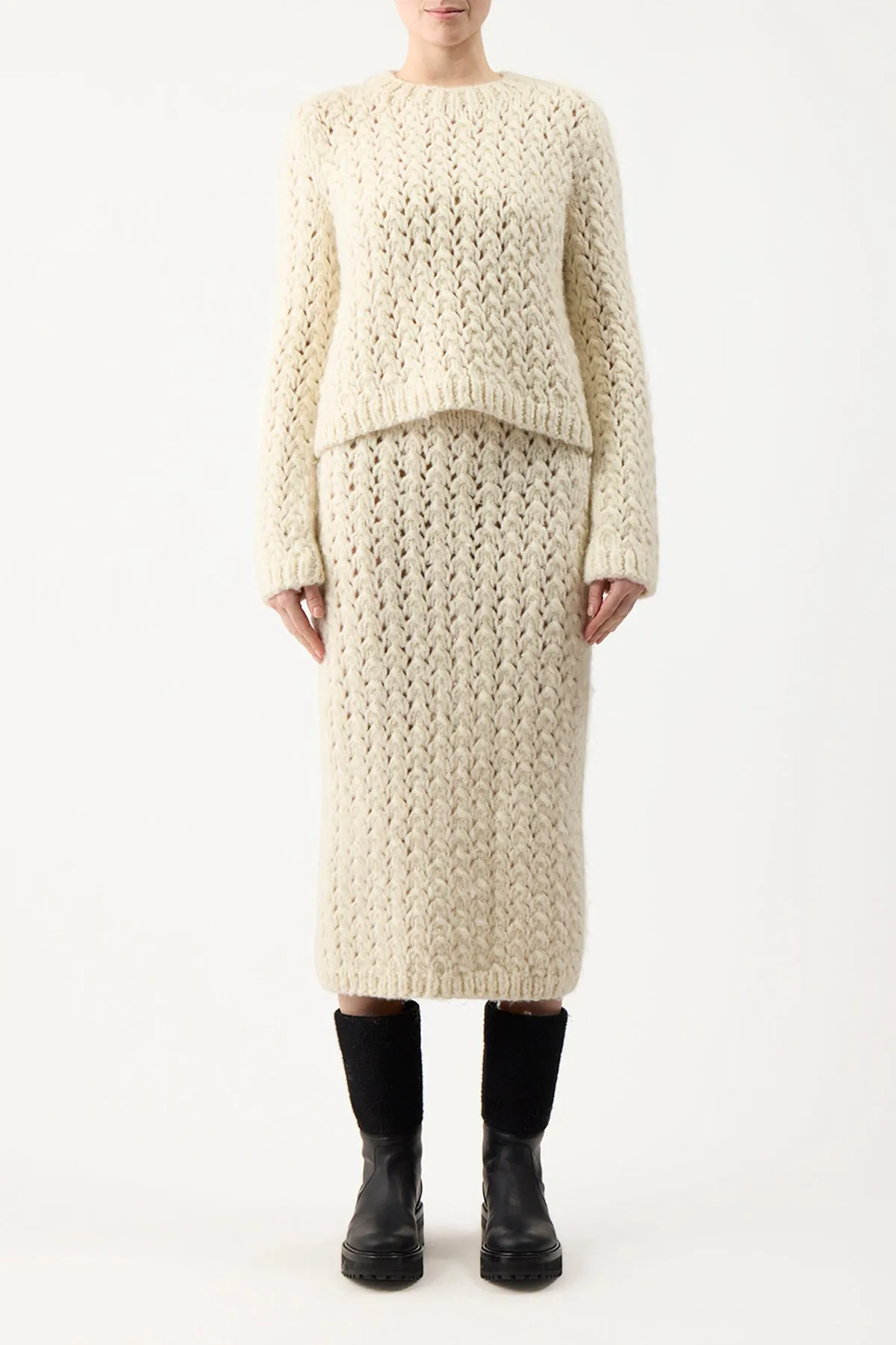 Bower Knit Sweater in Ivory Welfat Cashmere