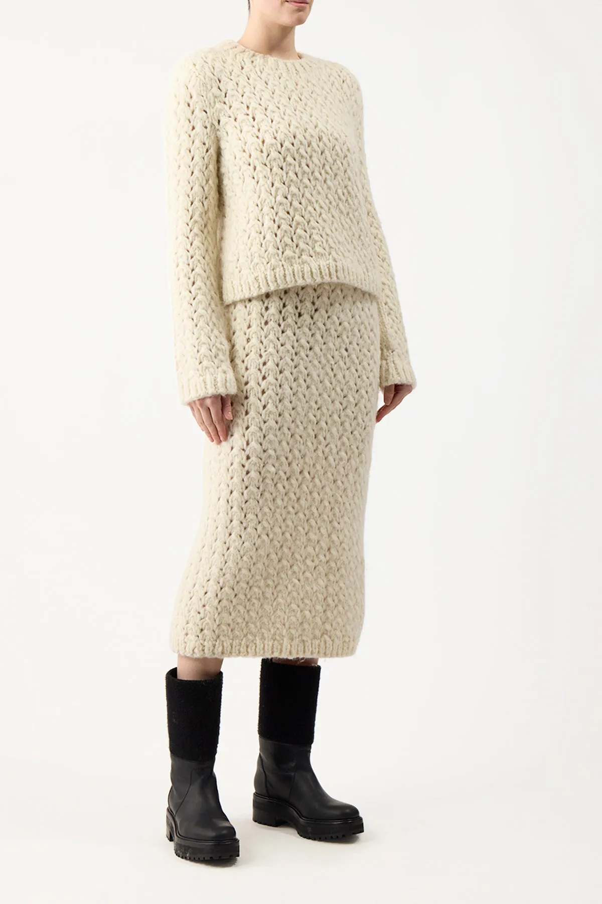 Bower Knit Sweater in Ivory Welfat Cashmere