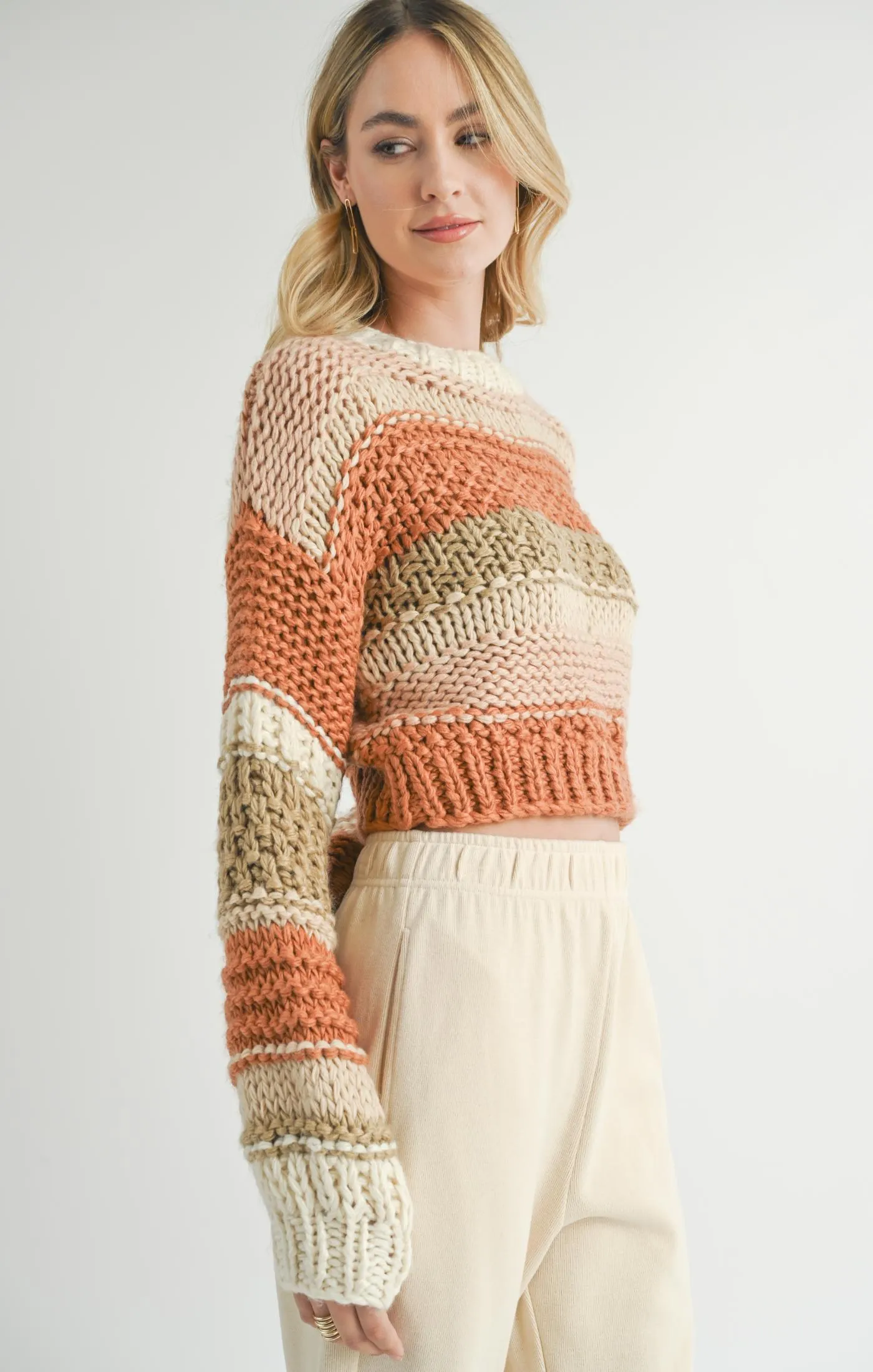 Butter Pecan Chunky Sweater - Brick Multi