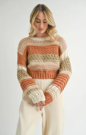 Butter Pecan Chunky Sweater - Brick Multi