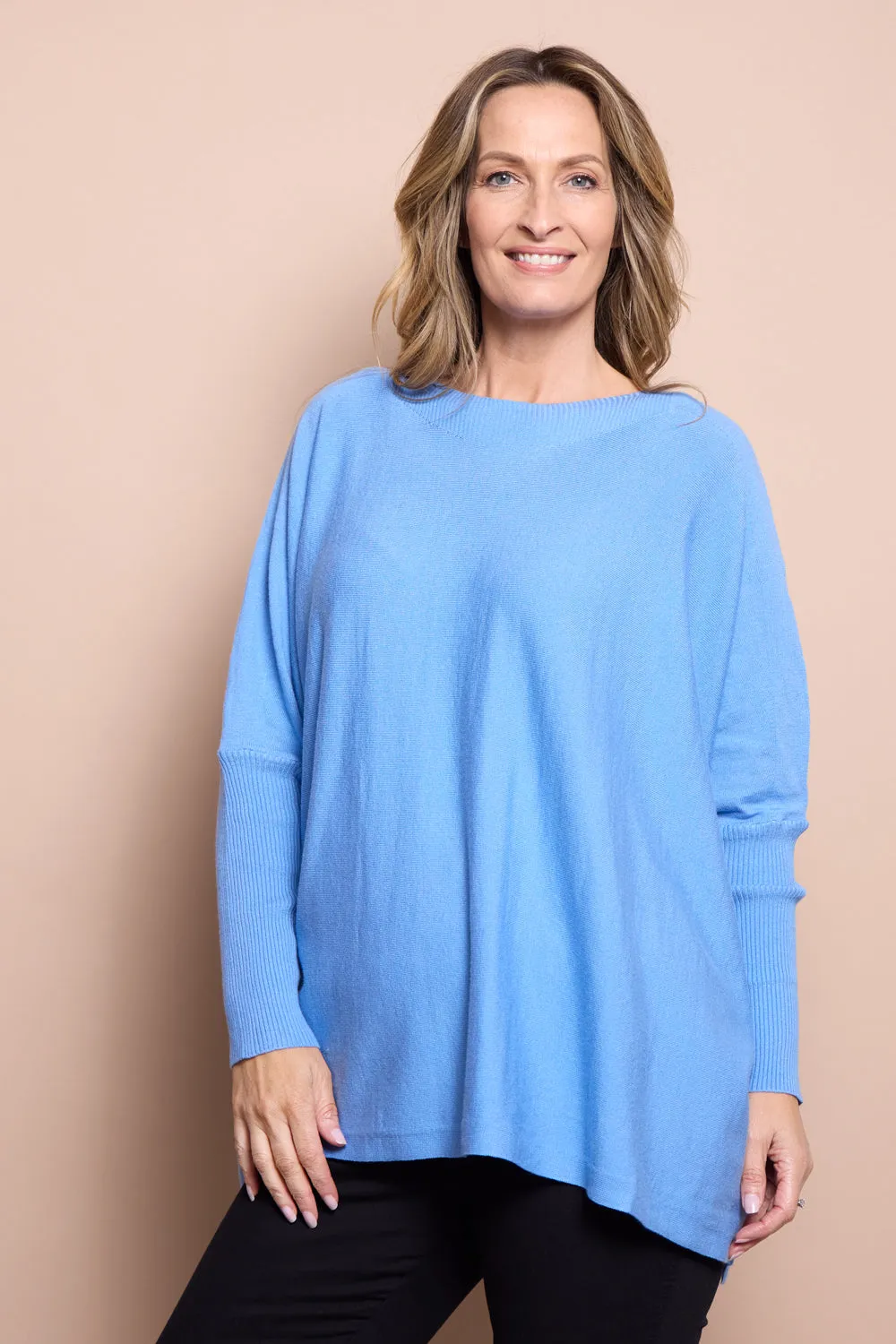 Button Back Knit Jumper - Blue