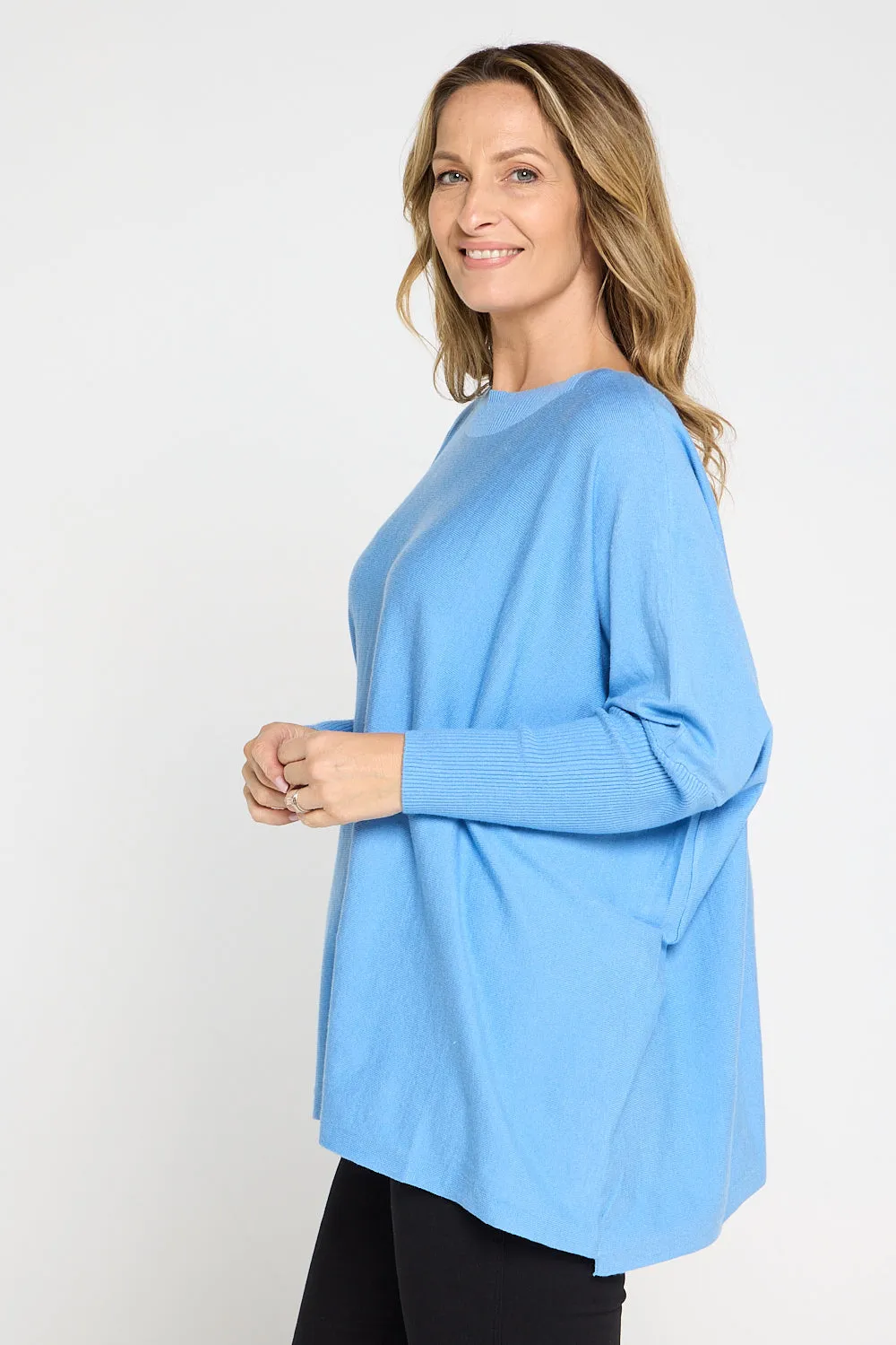 Button Back Knit Jumper - Blue