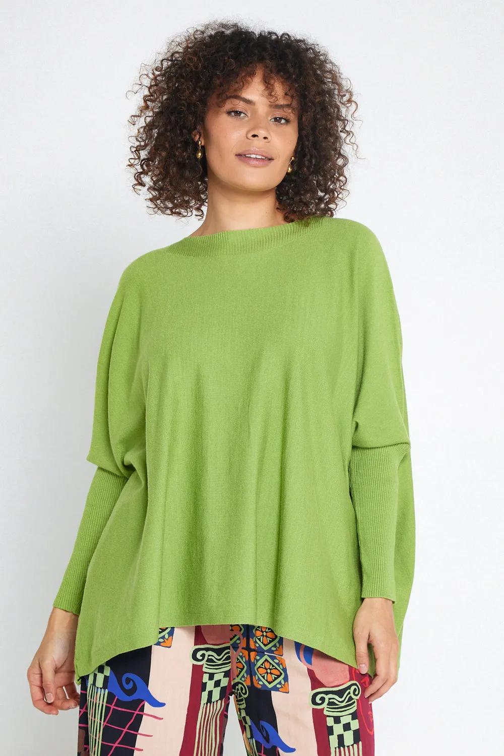 Button Back Knit Jumper - Green