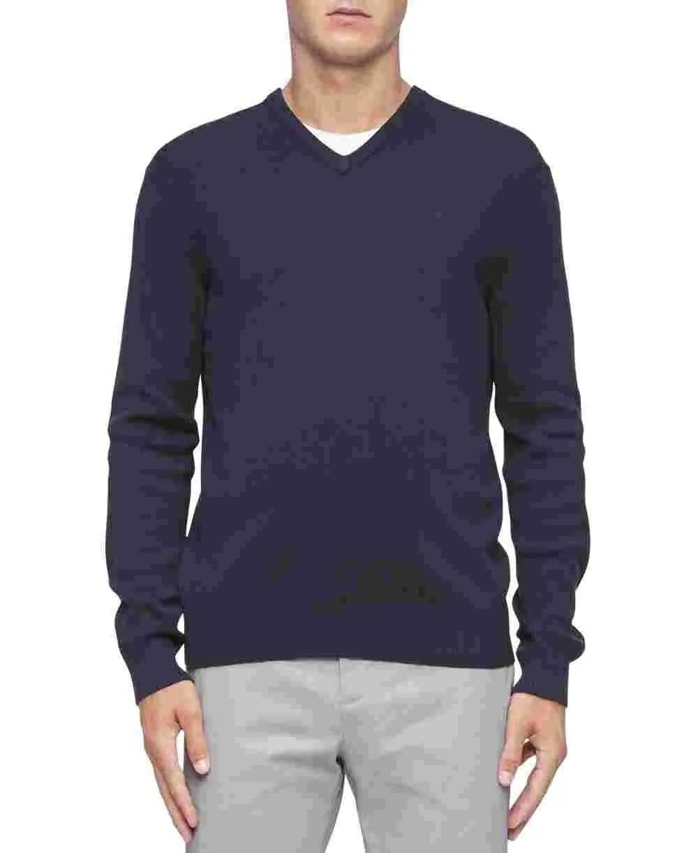 Calvin Klein Men's Cotton Blend V Neck Sweater Blue Size XX-Large