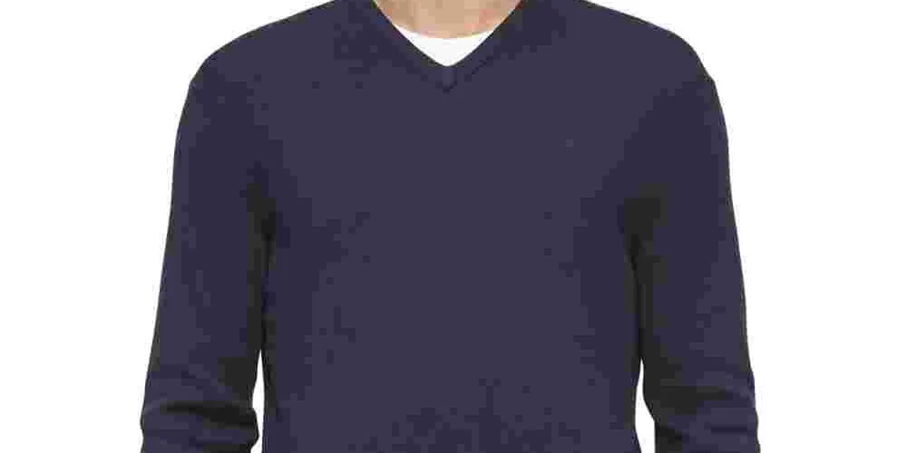 Calvin Klein Men's Cotton Blend V Neck Sweater Blue Size XX-Large