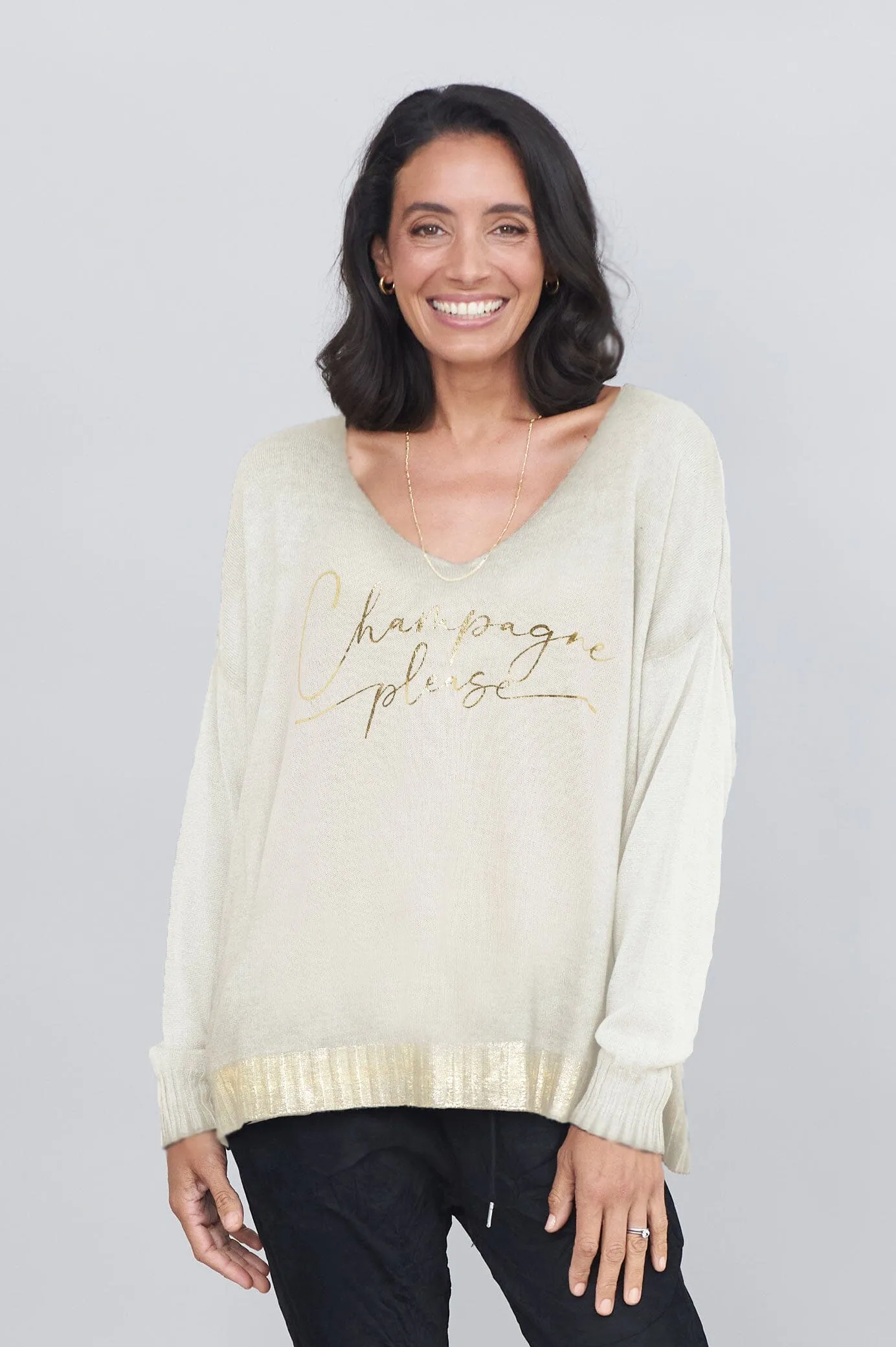 Champagne Please Jumper Ivory