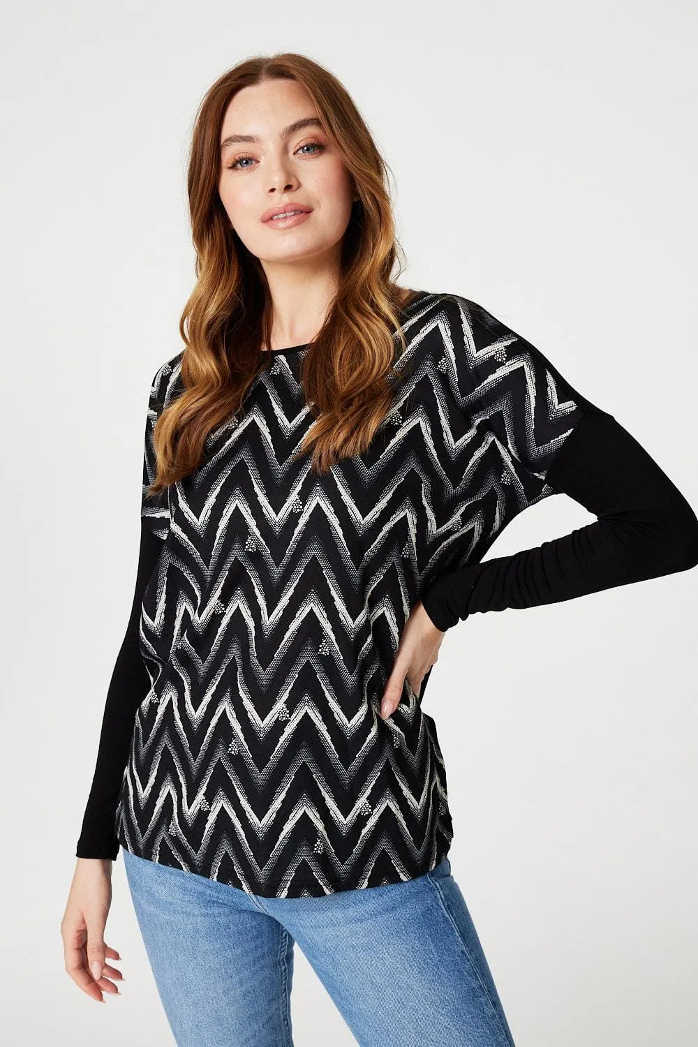 Chevron Print Long Sleeve Top