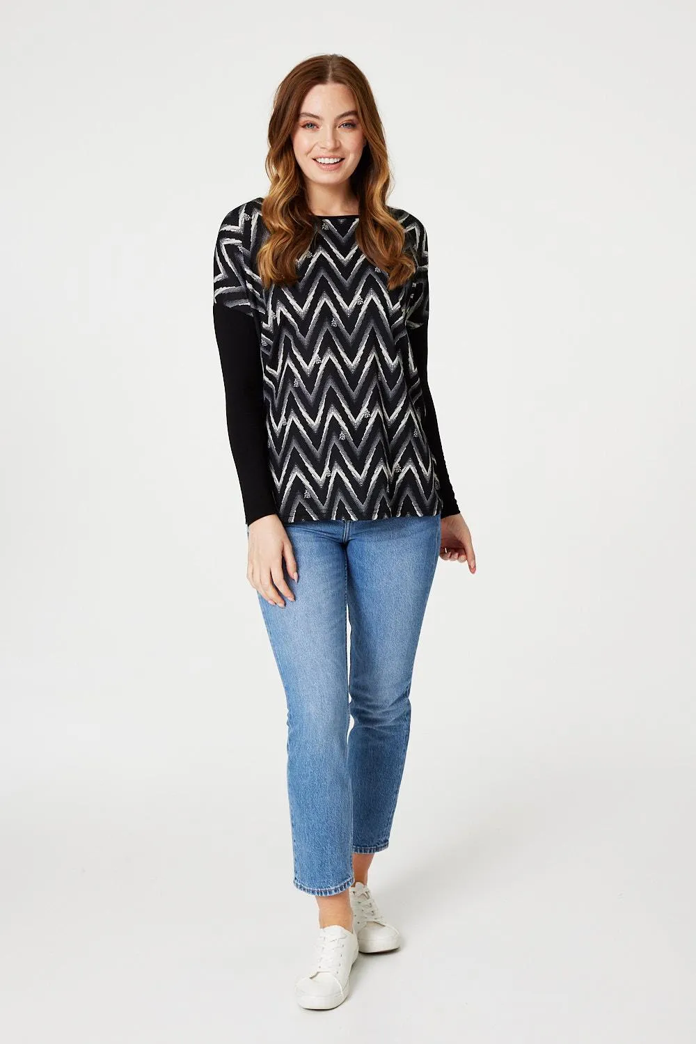 Chevron Print Long Sleeve Top