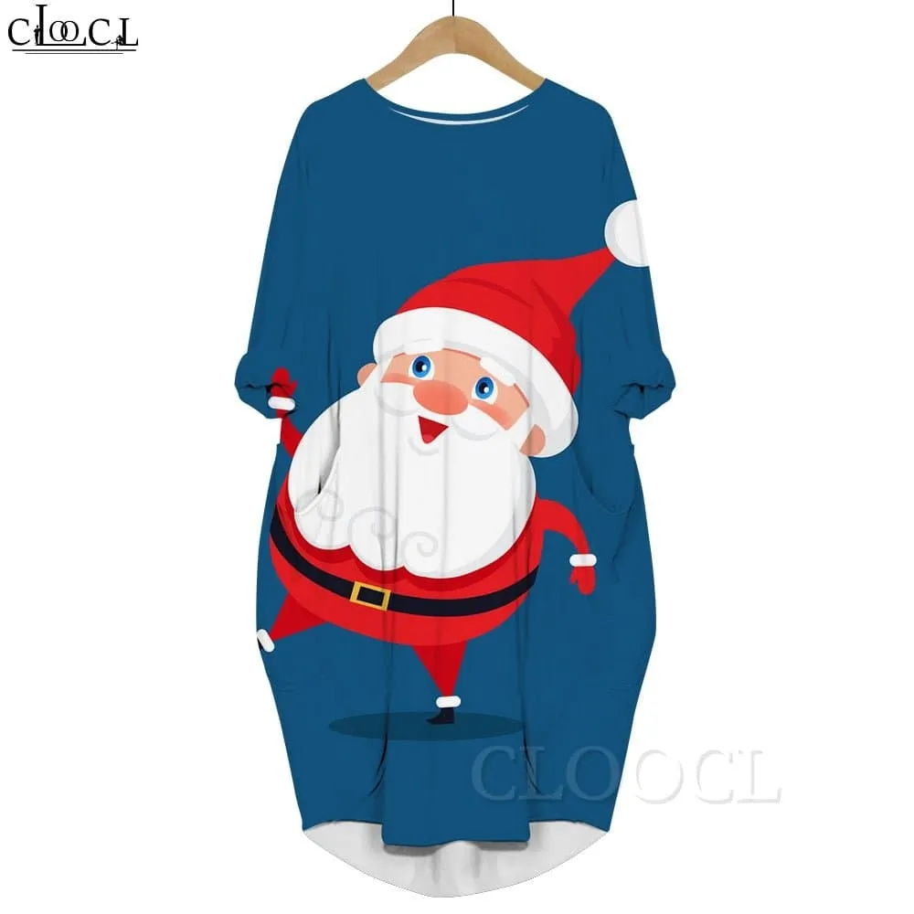 Christmas Happiness Printed Dress - Women's Colorful Slim Fit Knee-Length Casual Dress