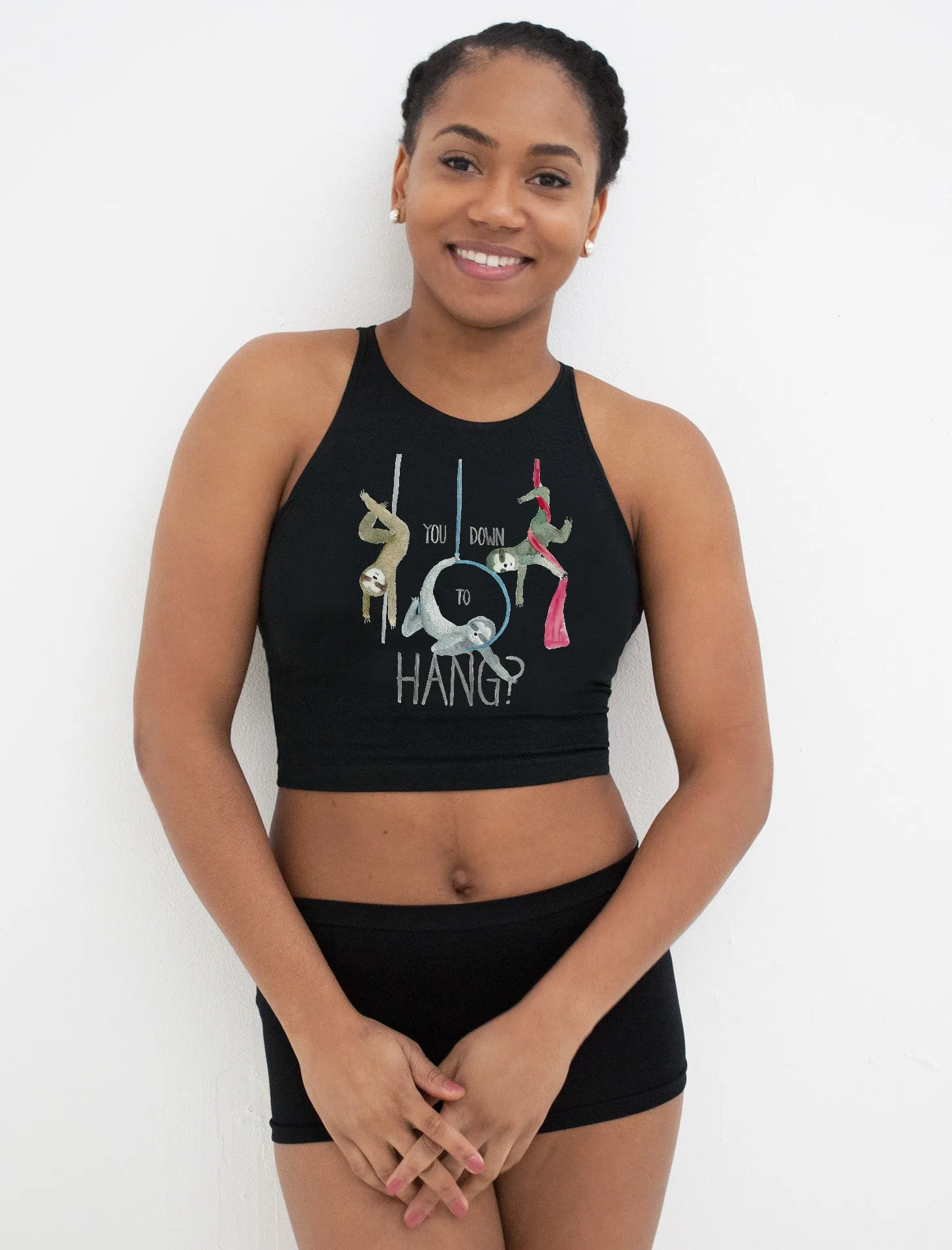 Circus Sloths High Neck Crop Top