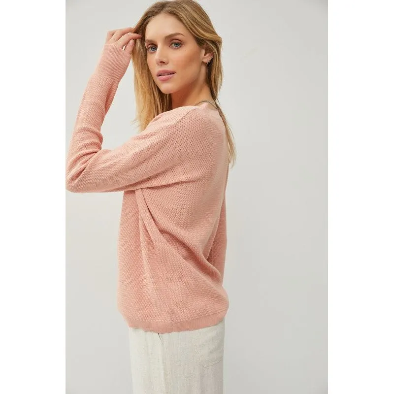 Classic Crew Neck Drop Shoulder Ribbed Sweater