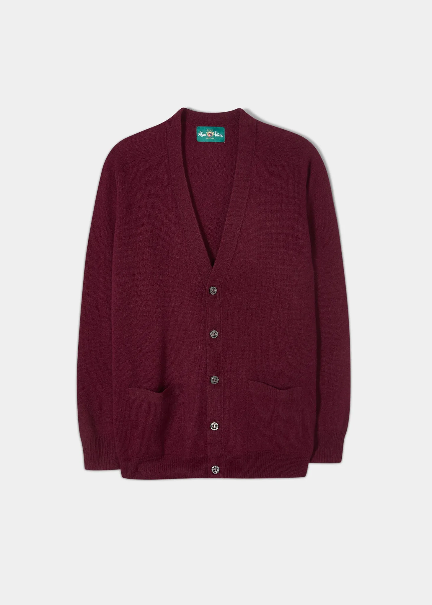 Cornwall Lambswool Cardigan in Bordeaux - Classic Fit