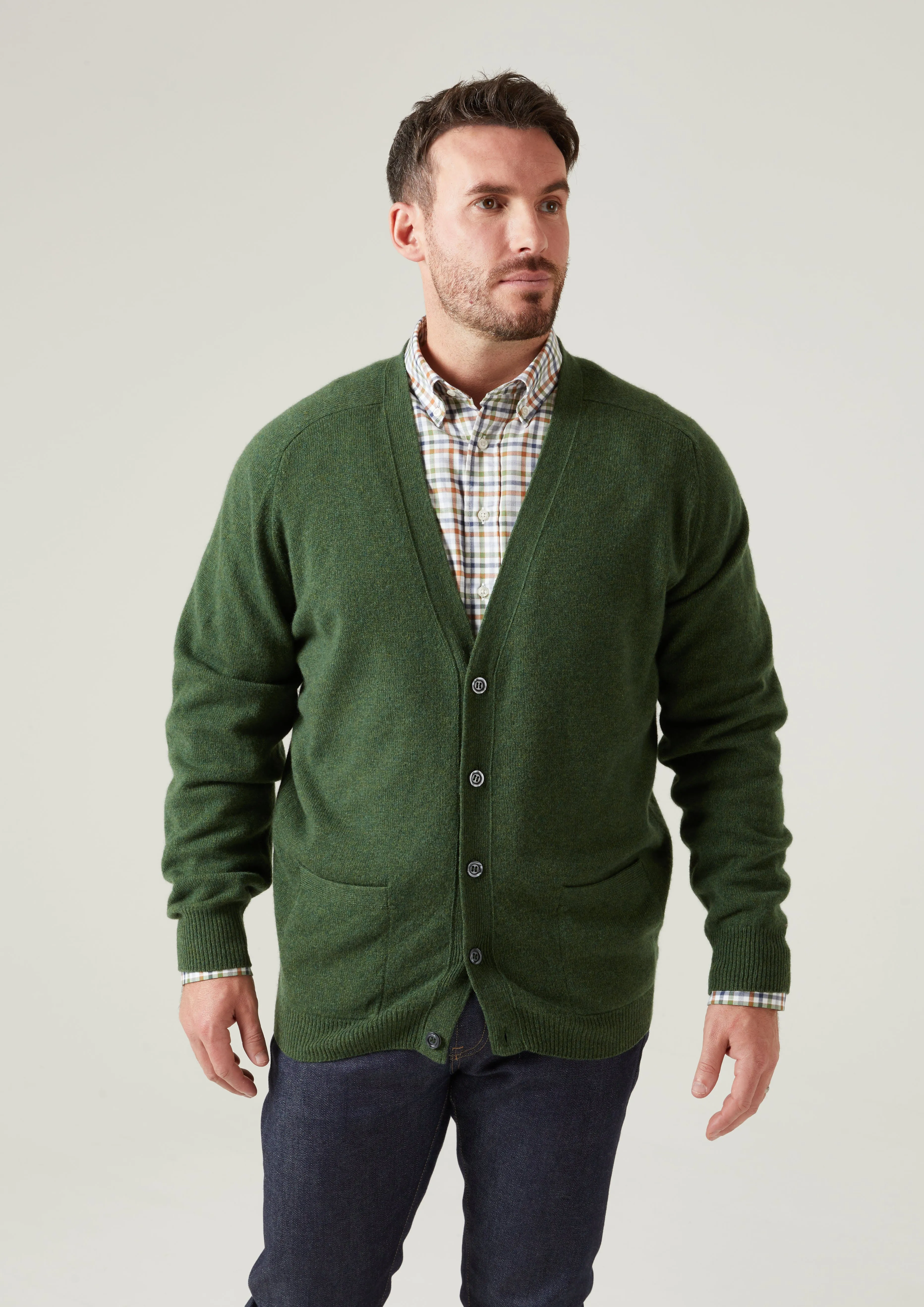 Cornwall Lambswool Cardigan in Rosemary - Classic Fit