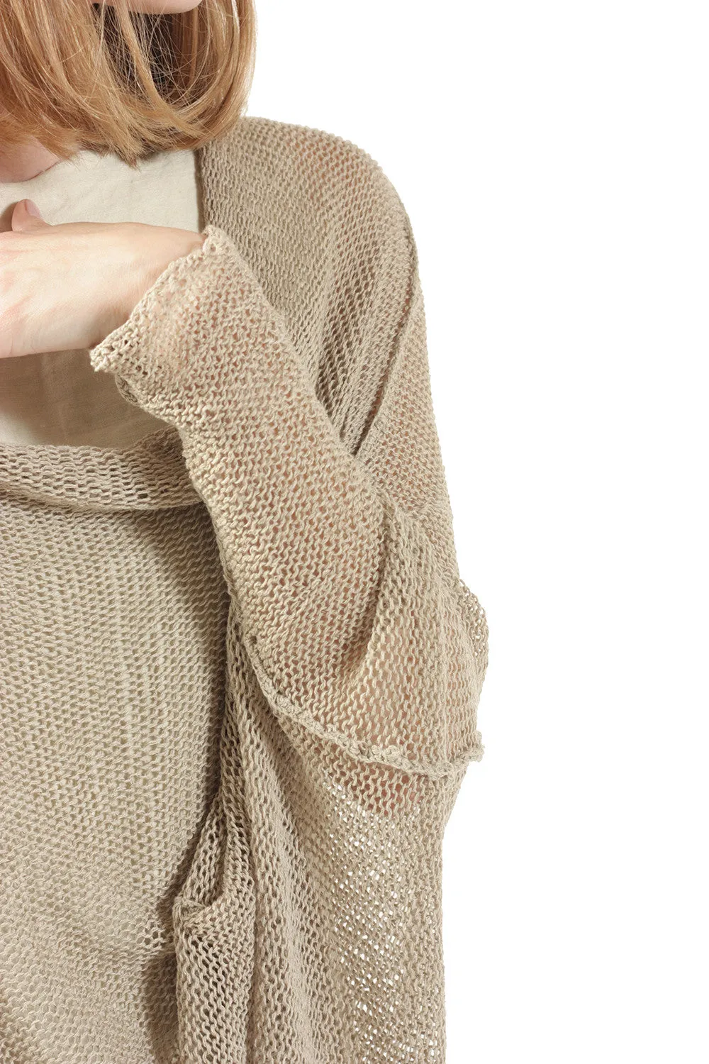 Cotton  & Bamboo Oversized Cardigan - Light Taupe