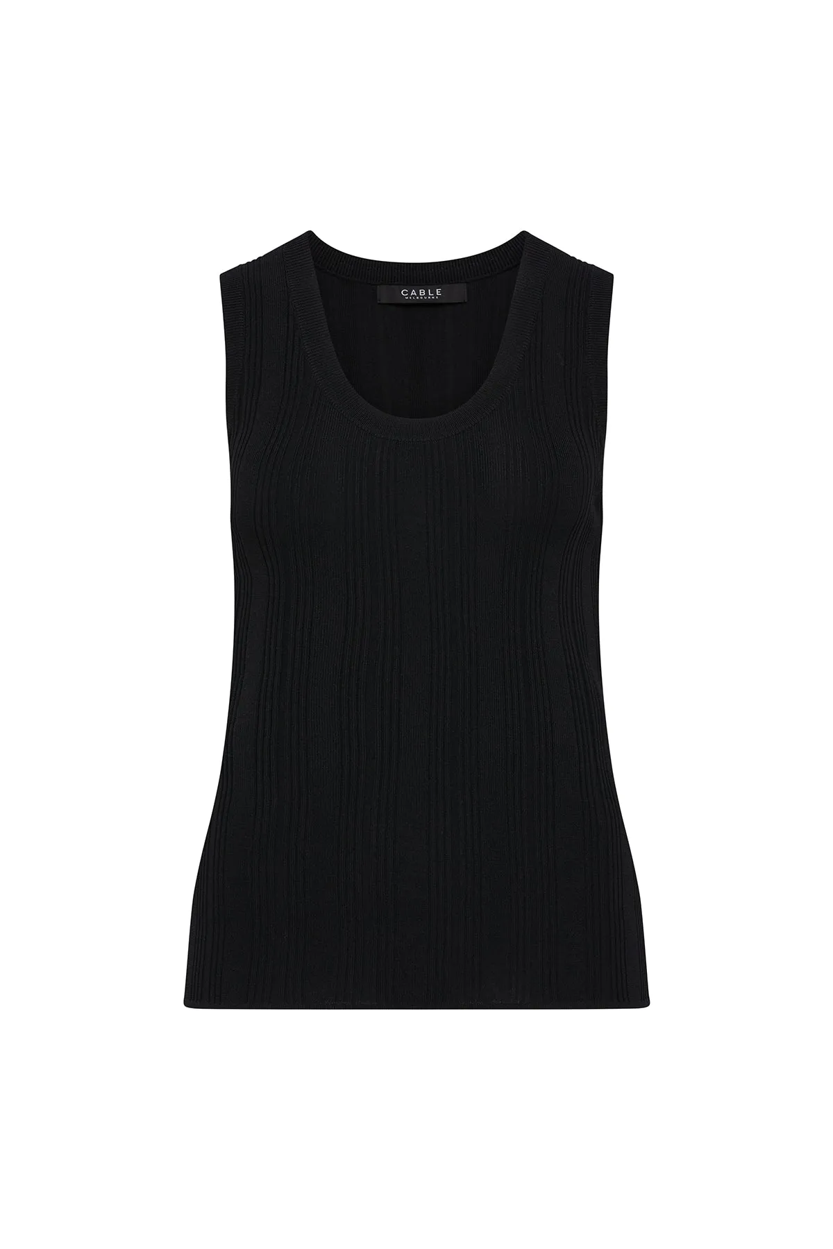 Crepe Rib Singlet - Black