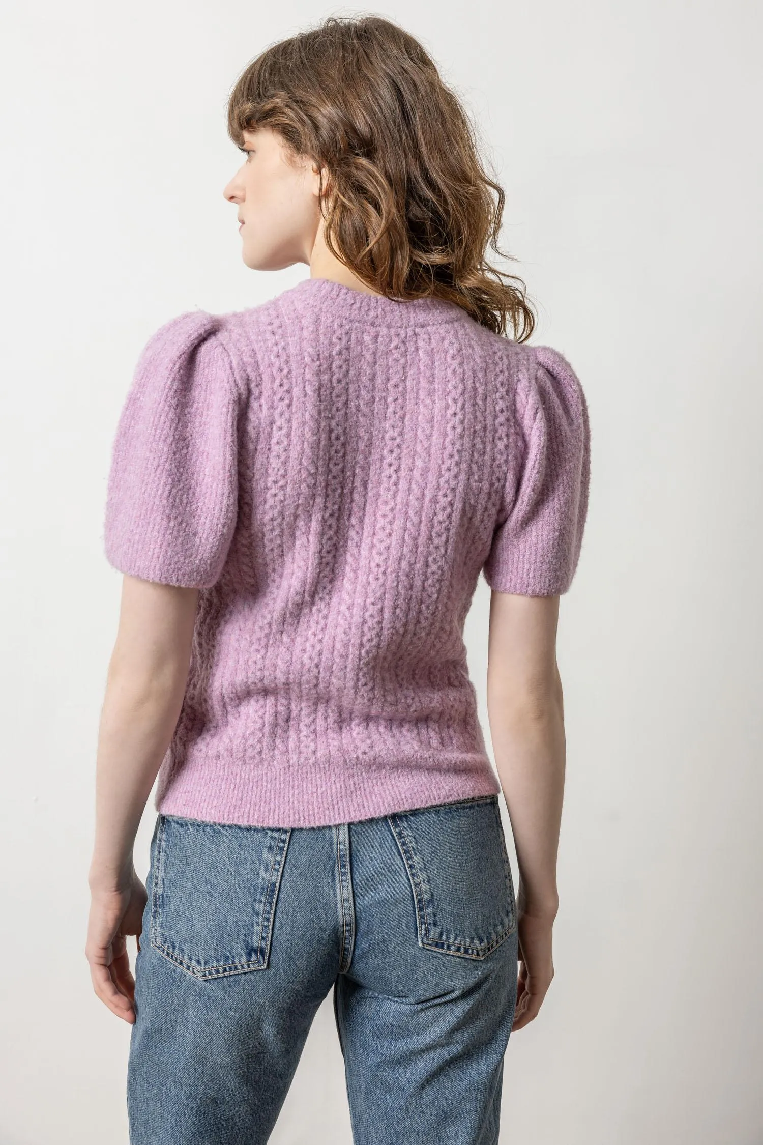 Crew Neck Flutter Sleeve Sweater