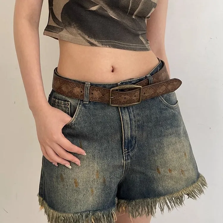 Distressed Ethnic Style Belt Versatile Y2g High Sense