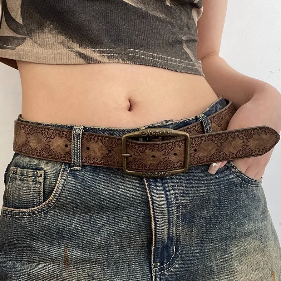 Distressed Ethnic Style Belt Versatile Y2g High Sense