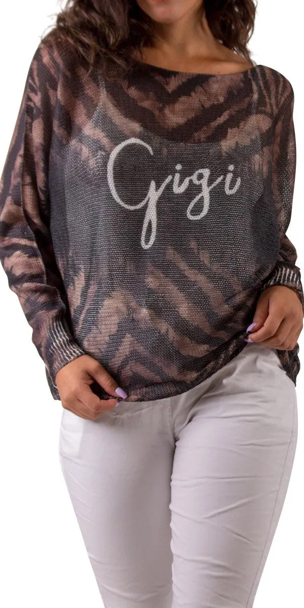 Donatella Sweater with GIGI Print