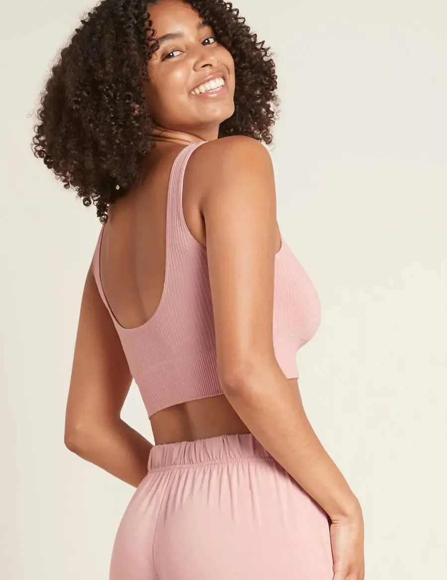 Dusty Pink Ribbed Seamless Bra