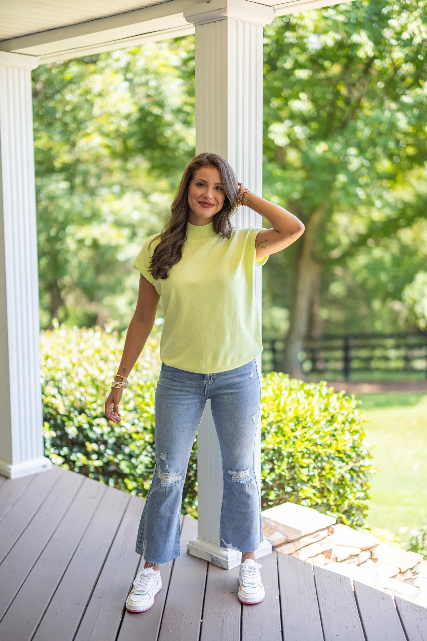 Effortless Perfection Lime Knit Top