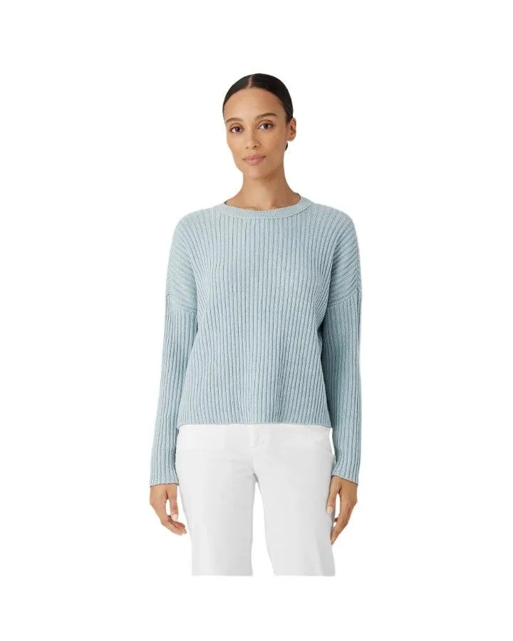 Eileen Fisher Cotton Cashmere Box Pullover Frost