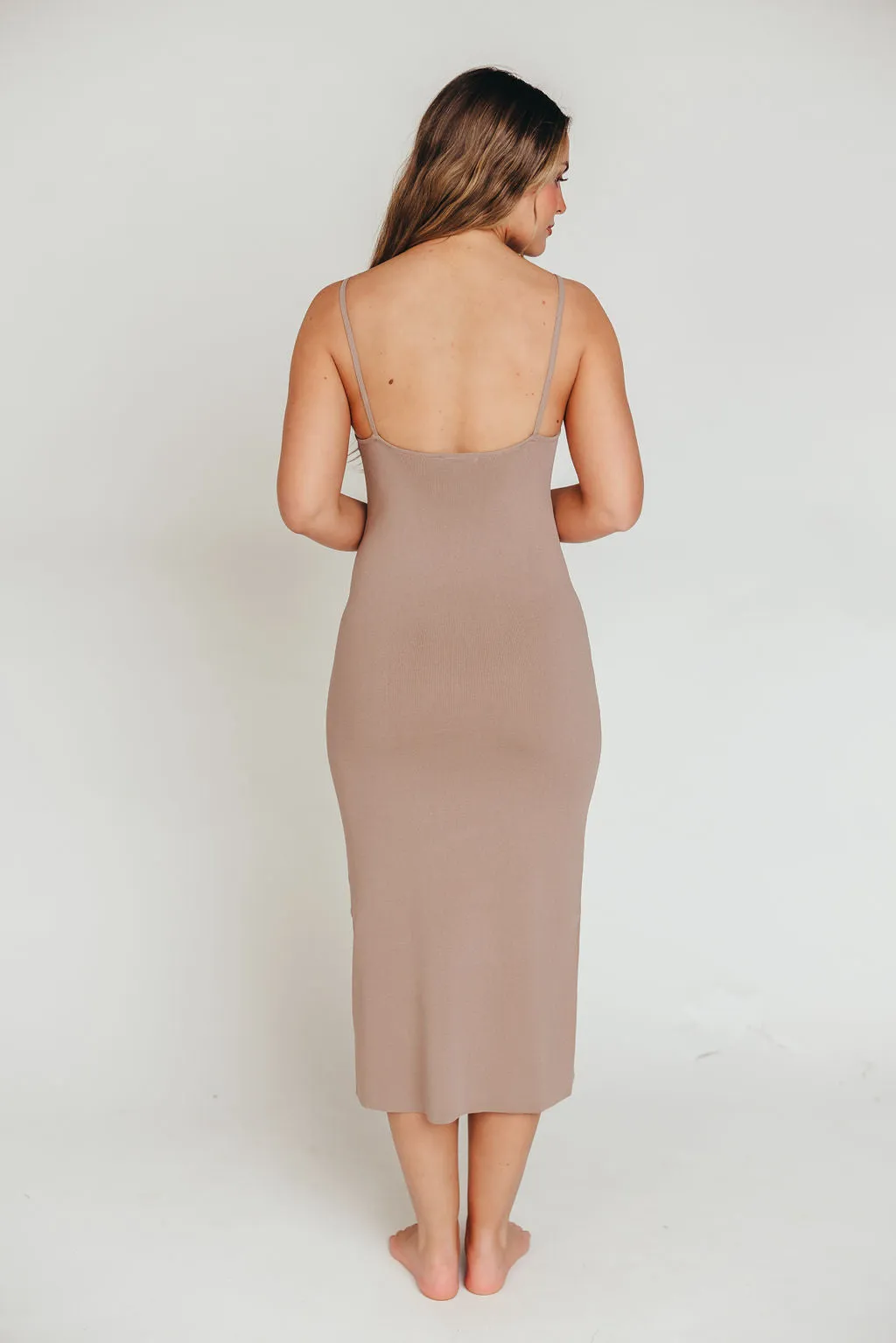 Elyse Midi Dress in Taupe