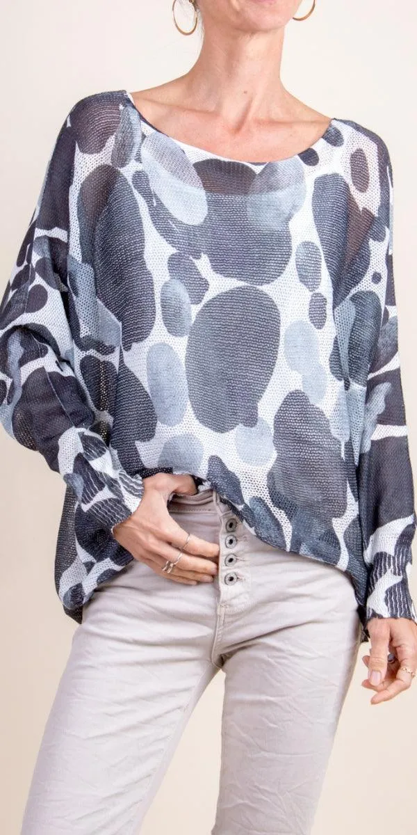 Emy Batwing Sweater with Dots Print