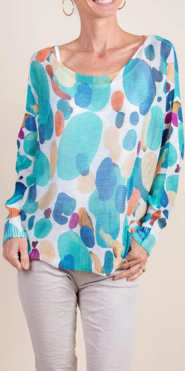 Emy Batwing Sweater with Dots Print