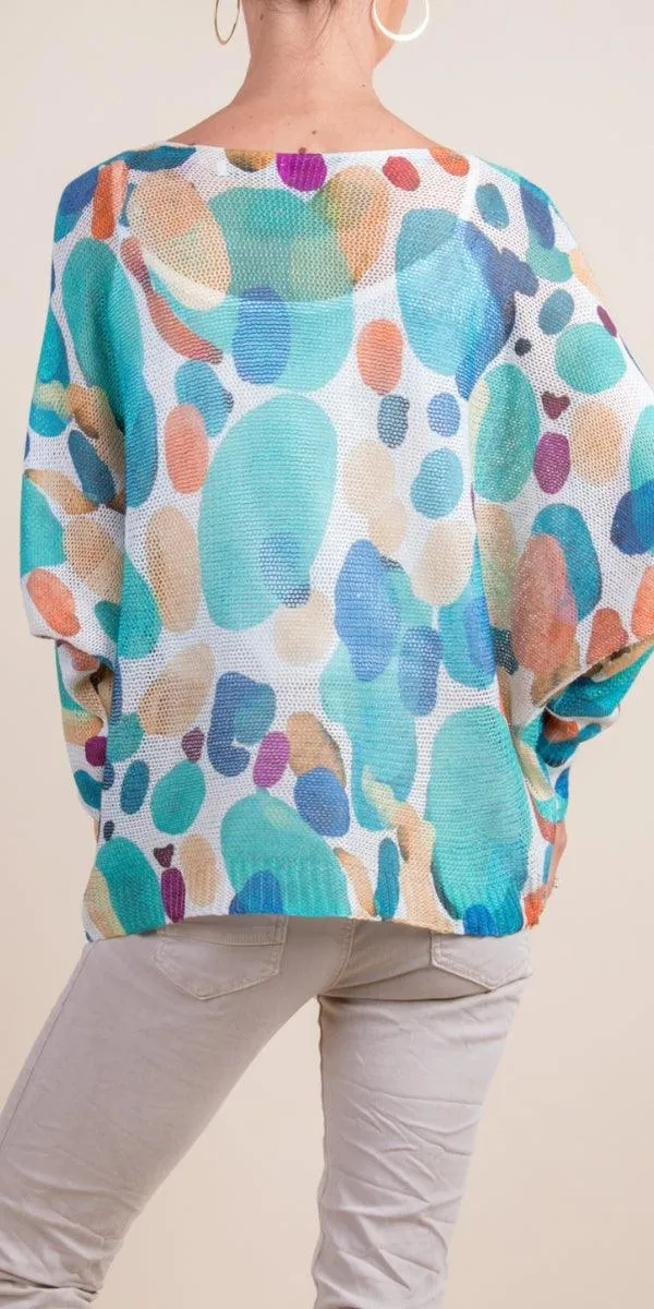 Emy Batwing Sweater with Dots Print