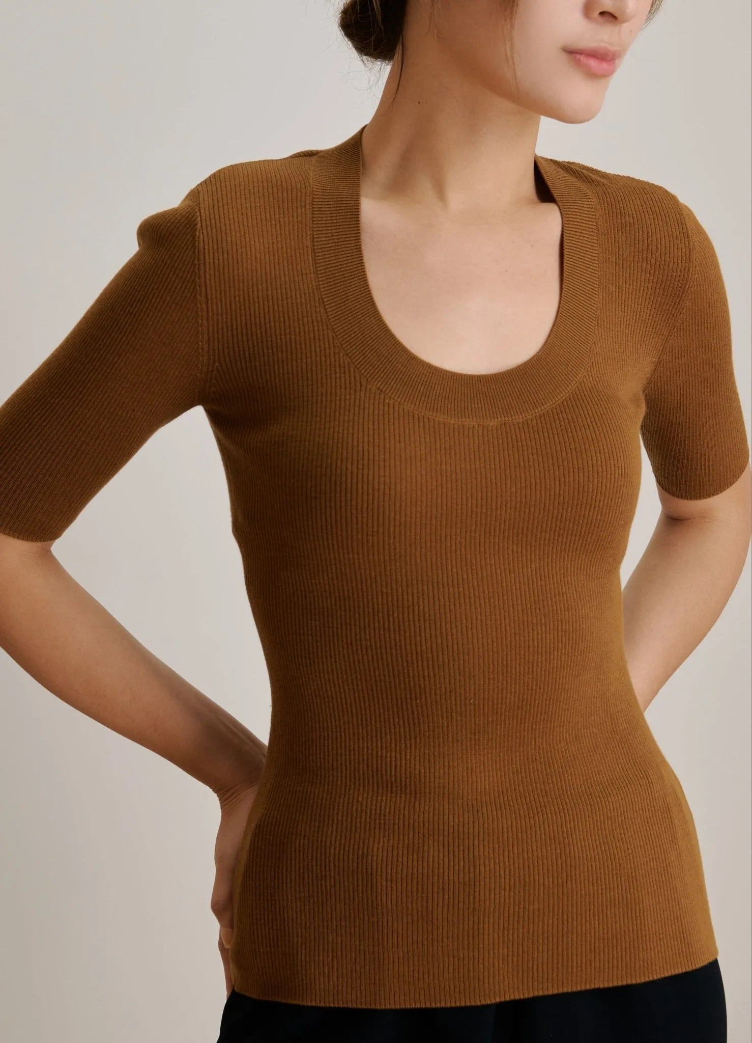 EVA crew mid-sleeve pullover (Brown)