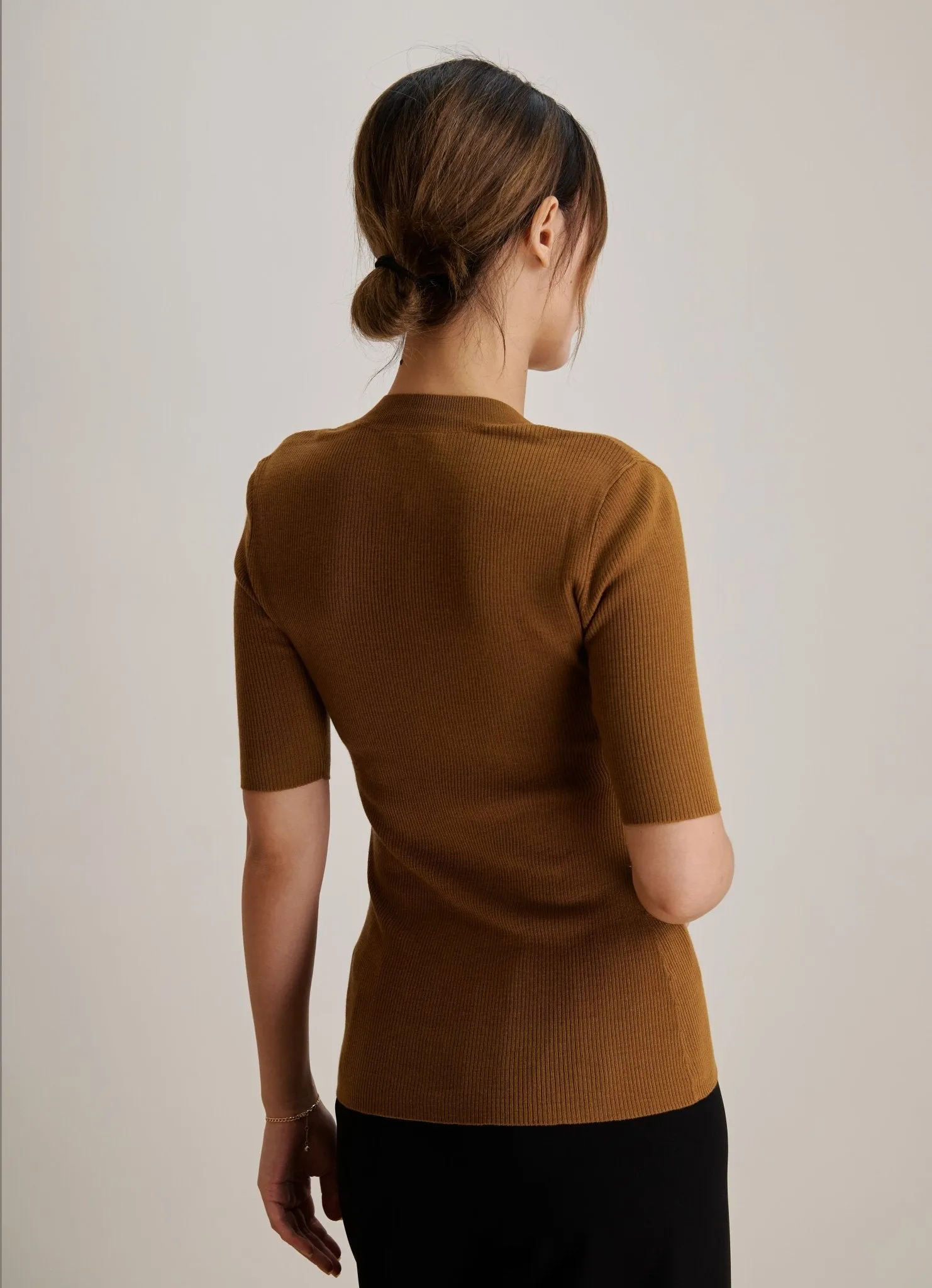 EVA crew mid-sleeve pullover (Brown)