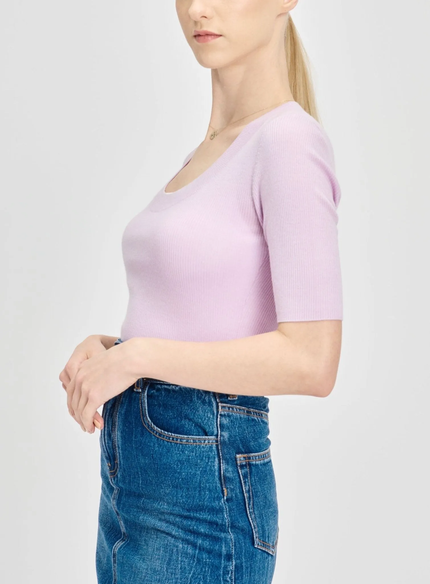 EVA crew mid-sleeve pullover (Lilac)