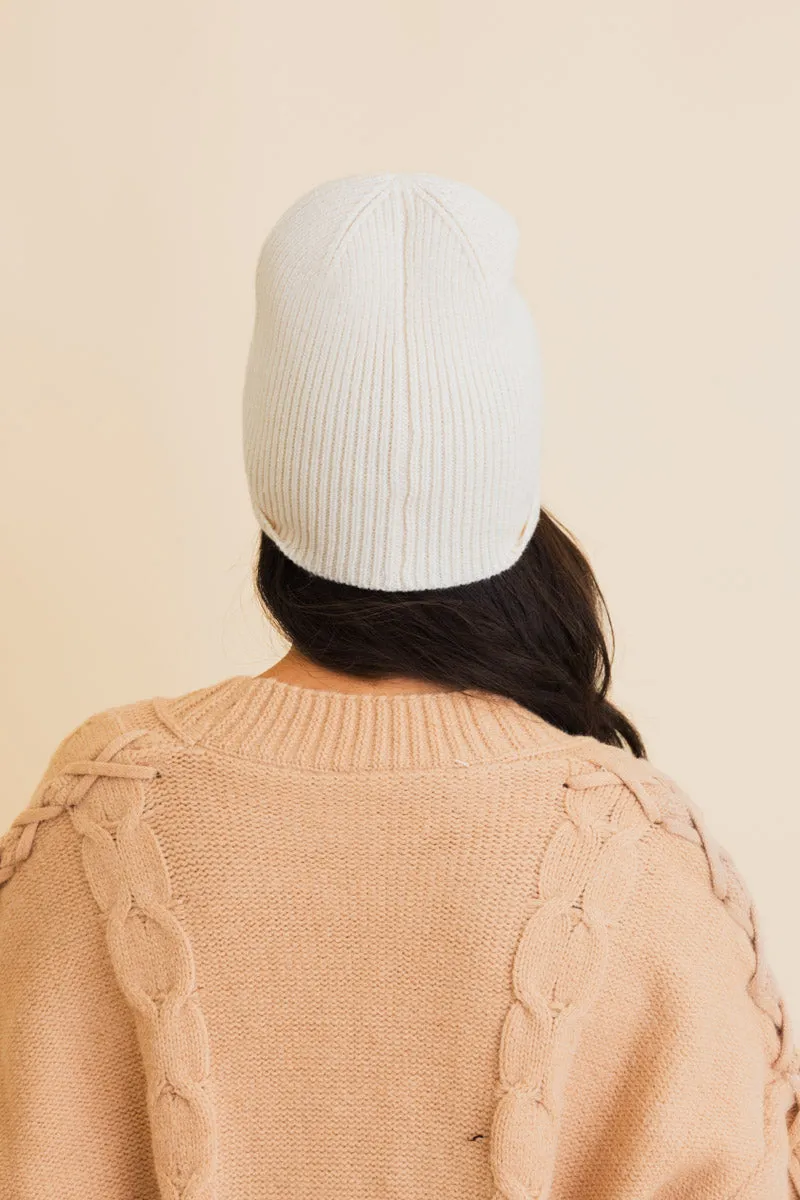 Frosty Front Fold Snuggle Ribbed Beanie