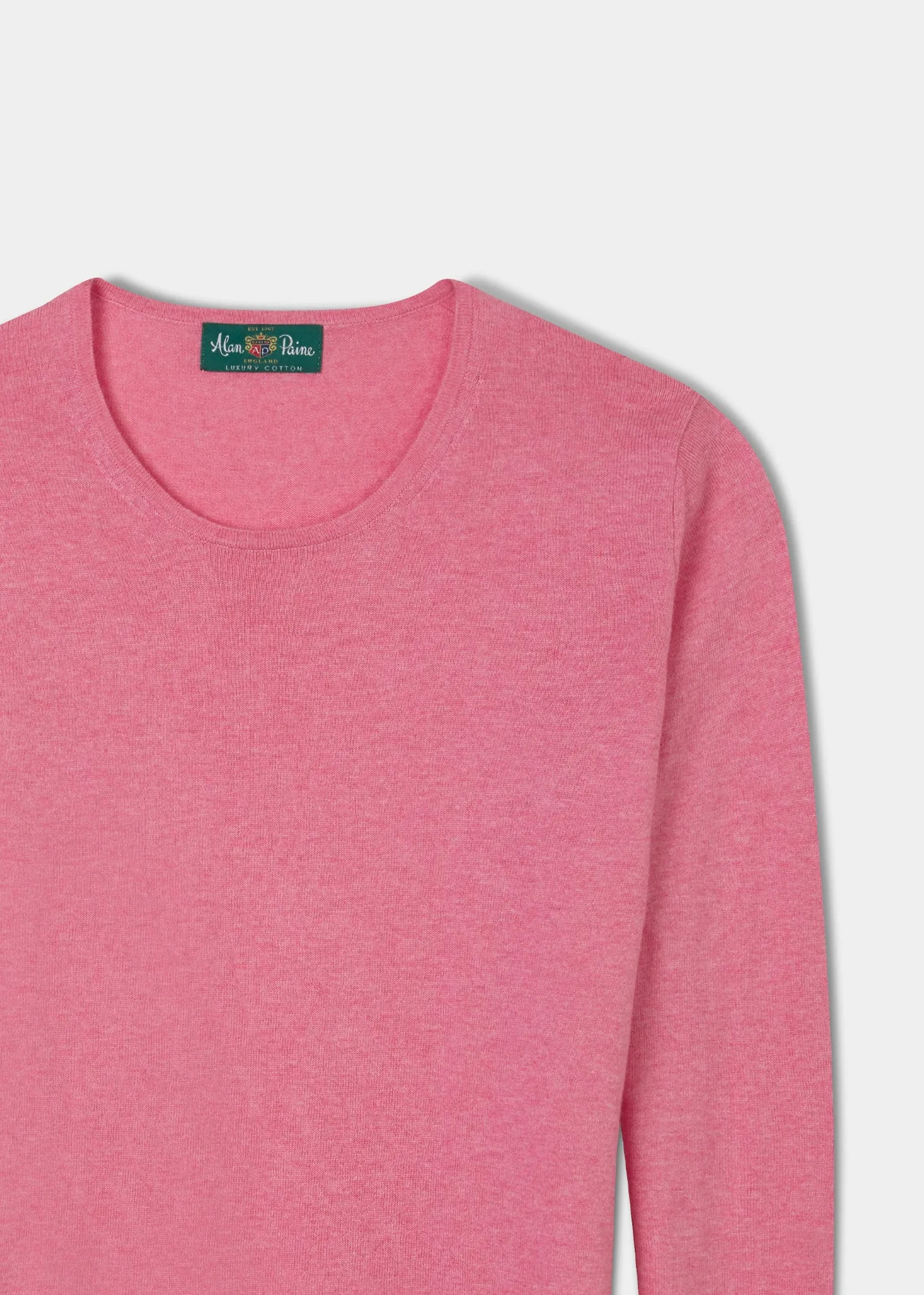 Hannah Ladies Cotton Cashmere Crew Neck Jumper In Carnation