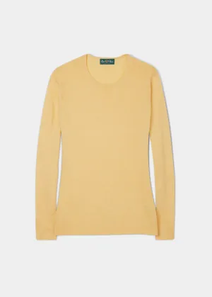 Hannah Ladies Cotton Cashmere Crew Neck Jumper In Solar