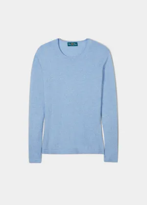 Hannah Ladies Cotton Cashmere Crew Neck Jumper In Steel Blue